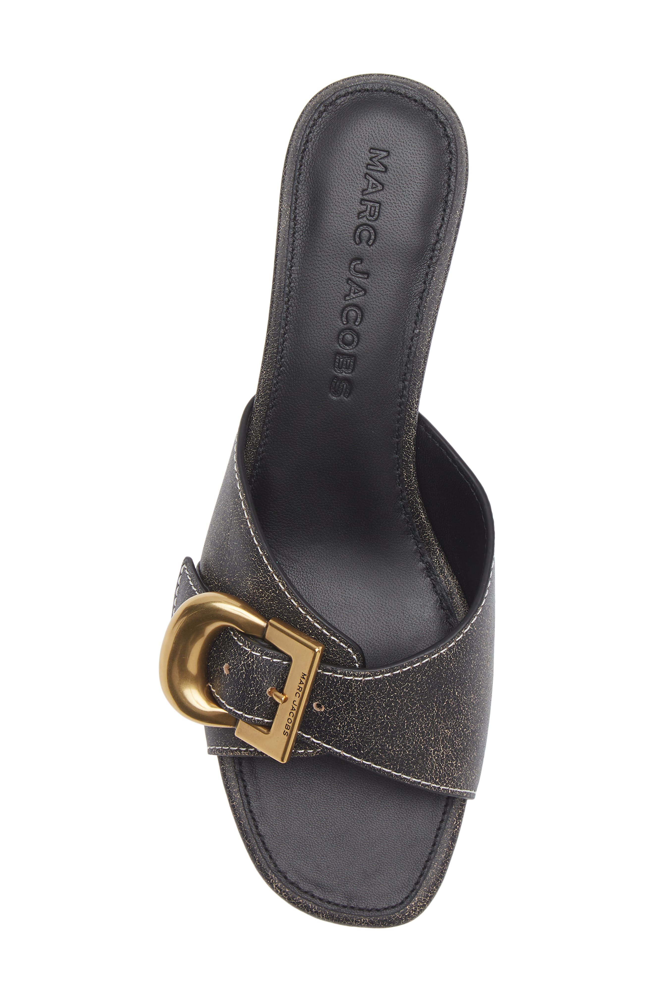 Marc Jacobs The Doll Buckle Slide Sandal, Alternate, color, Black