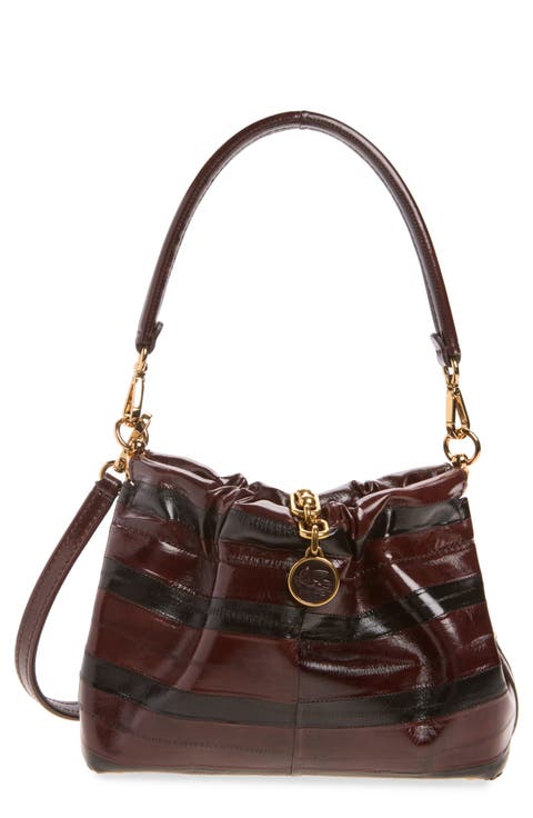 Small Vela Blossom Striped Leather Shoulder Bag