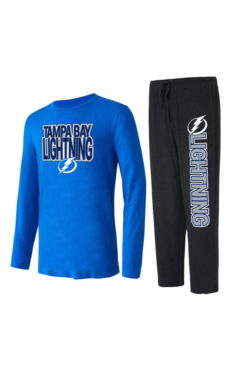 CONCEPTS SPORT Men's Concepts Sport Black/Blue Tampa Bay Lightning Meter Long Sleeve T-Shirt & Pants Sleep Set, Main, color, 