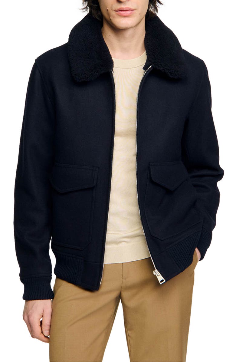 SANDRO Wool aviator jacket, Main, color, 