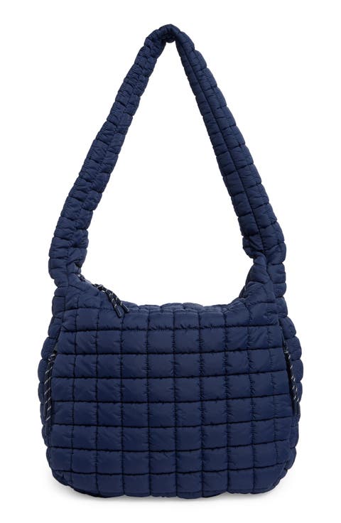 Square Quilt Nylon Hobo Bag