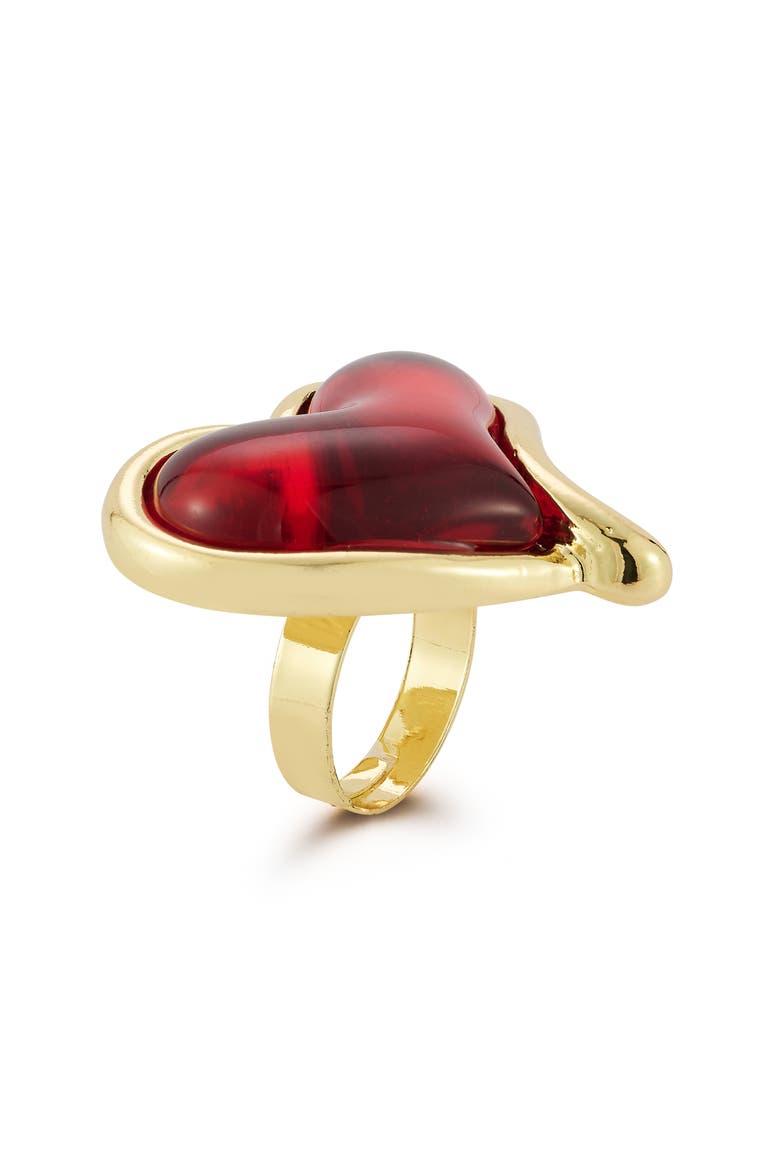 Heart Statement Ring, Alternate, color, GOLD/ RED