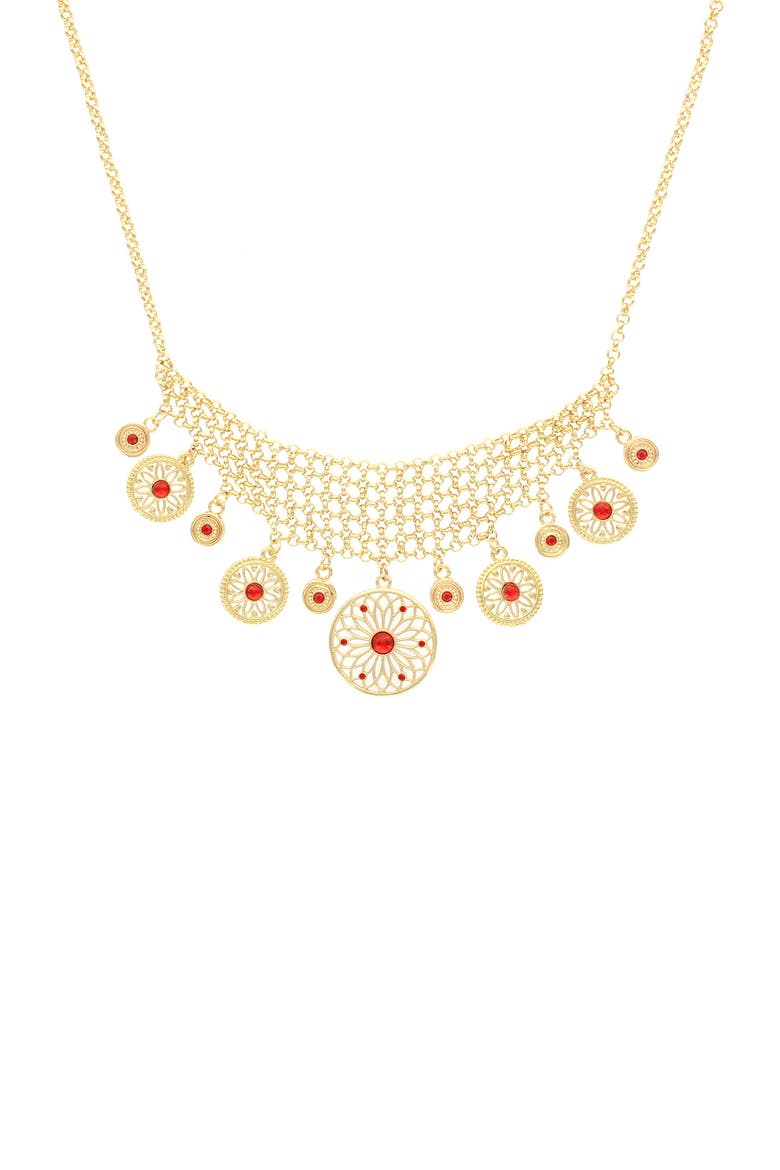 Charming Chain Necklace, Main, color, GOLD / RED