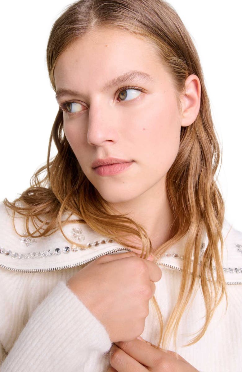 maje Cardigan with jewellery neck, Alternate, color, 