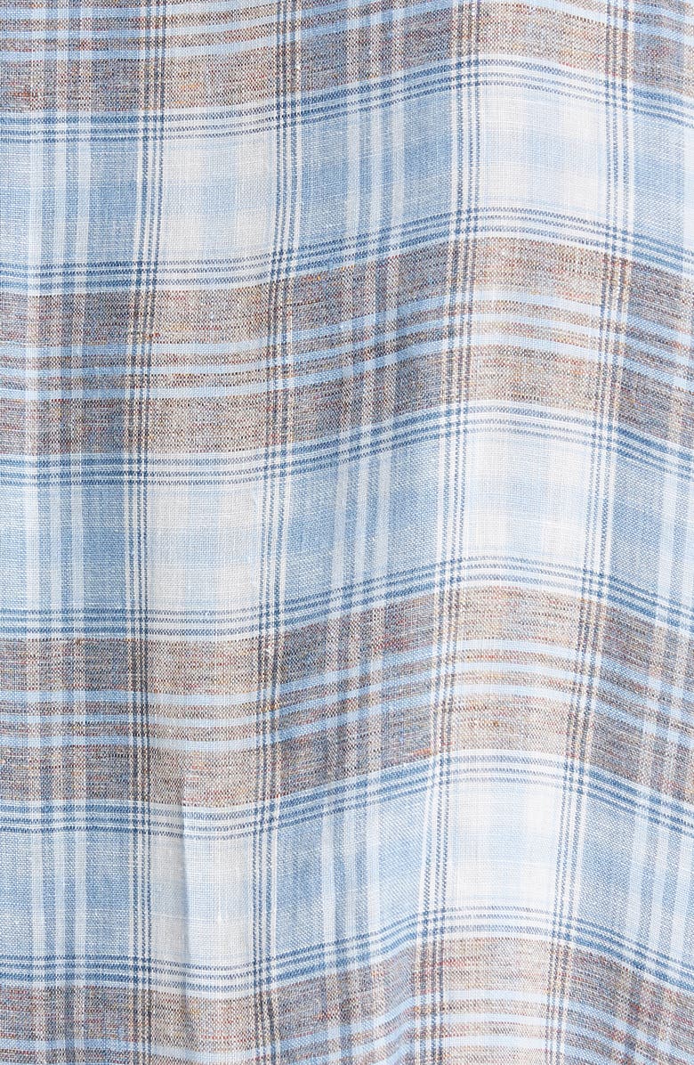 Canali Classic Fit Plaid Linen Button-Up Shirt, Alternate, color,