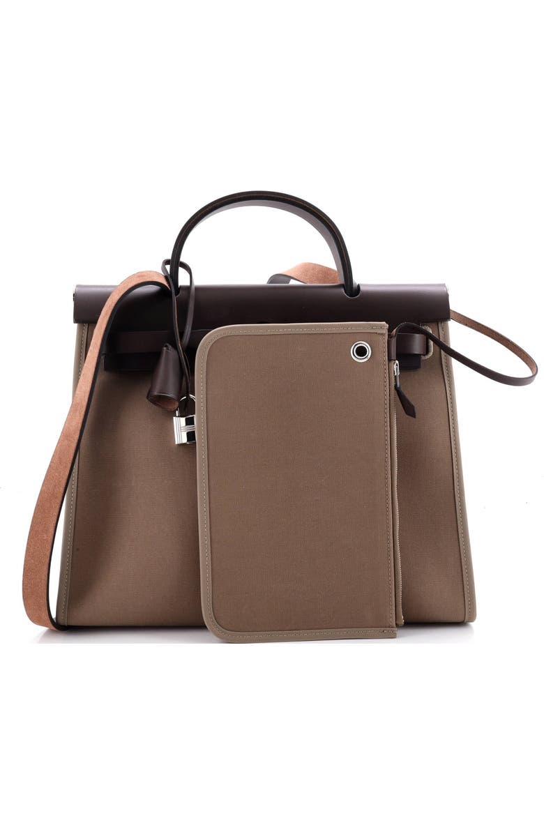 Pre-Owned Hermes Herbag Zip Leather and Toile 31, Alternate, color, Etoupe
