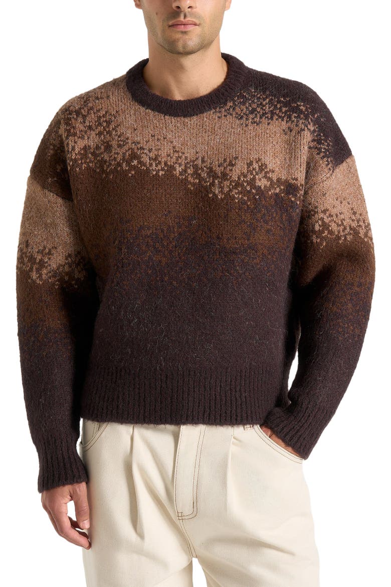 Yani Ombre Wool Crewneck Sweater, Alternate, color, Brown