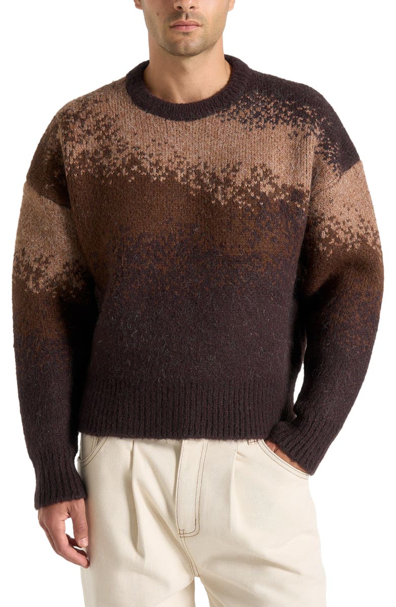 Manière De Voir Yani Ombre Wool Crewneck Sweater, Alternate, color, Brown