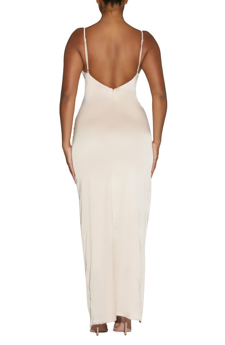 Naked Wardrobe Satin Dreams Side Slit Slipdress, Alternate, color, 