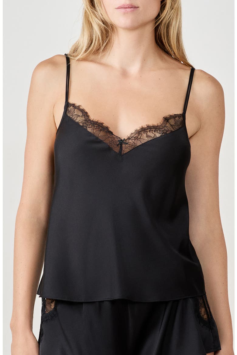 Confidence Lace Trim Camisole, Main, color, BLACK