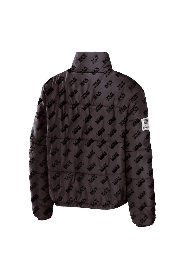 Women's WEAR by Erin Andrews Brown Cleveland Browns Puffer Full-Zip Cropped Jacket, Alternate, color, Brown