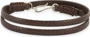 Caputo & Co. Men's Sterling Silver Woven Embossed Leather Wrap Bracelet