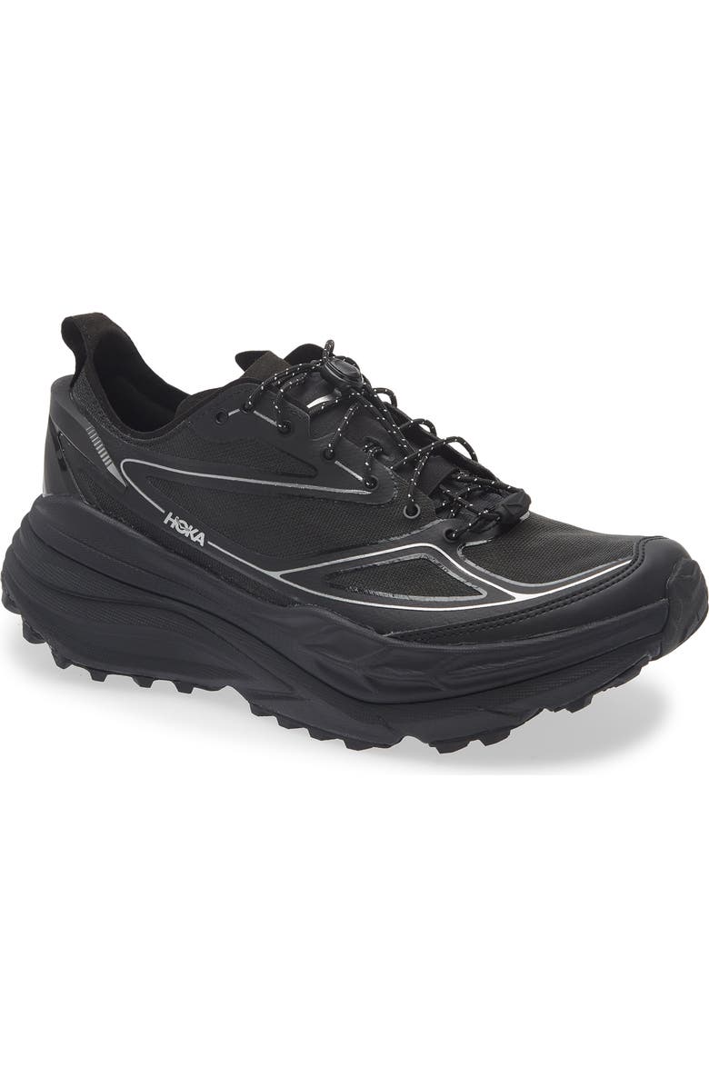 HOKA Stinson One7 Trail Sneaker, Main, color, Black / Silver