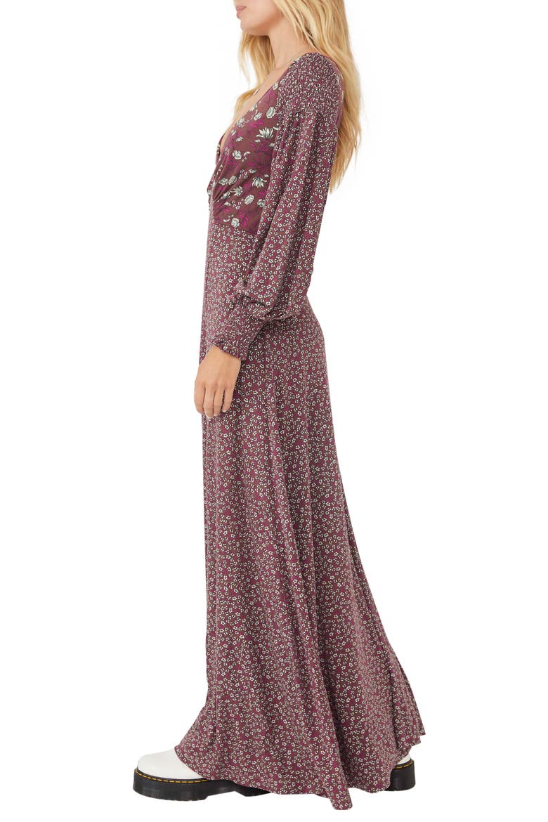 Love Story Long Sleeve Maxi Dress, Alternate, color, RAISIN COMBO