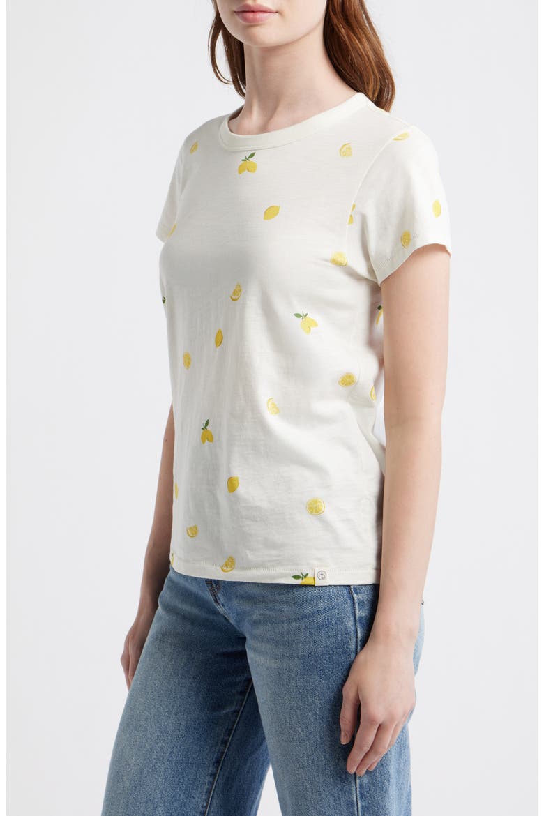 Lemon Print Cotton Tee, Alternate, color, BONE