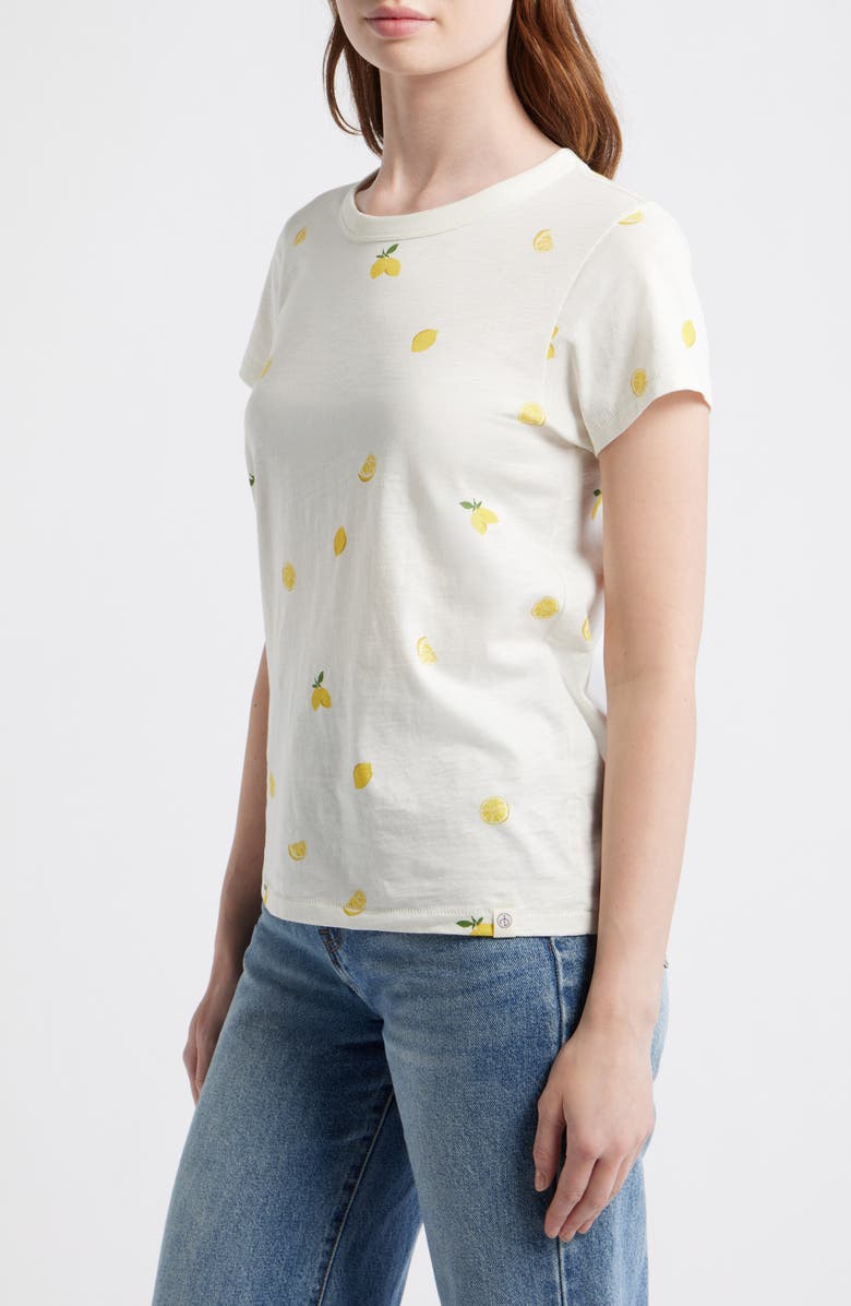 rag & bone Lemon Print Cotton Baby Tee, Alternate, color, Bone