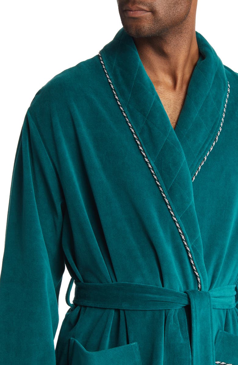 Majestic International Refinery Velour Smoking Jacket, Alternate, color, Green