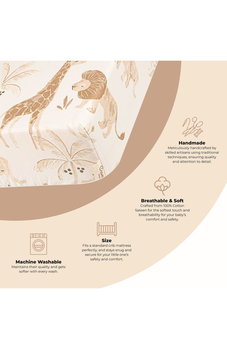 CRANE BABY Cotton Sateen Fitted Crib Sheet, Alternate, color, White/Multi