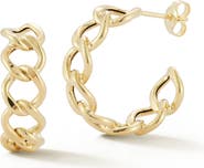 Ember Fine Jewelry 14K Gold Curb Chain Hoop Earrings