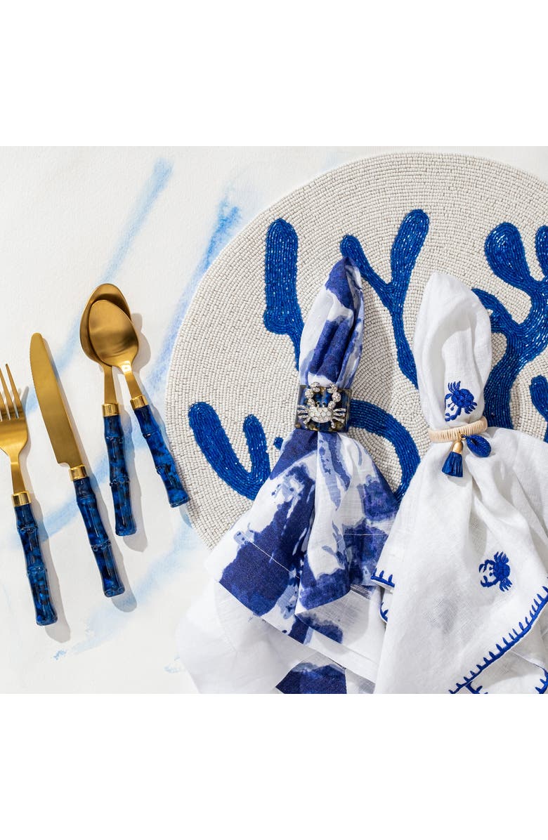 Joanna Buchanan Crab embroidered dinner napkins, white, set of two, Alternate, color, Blue