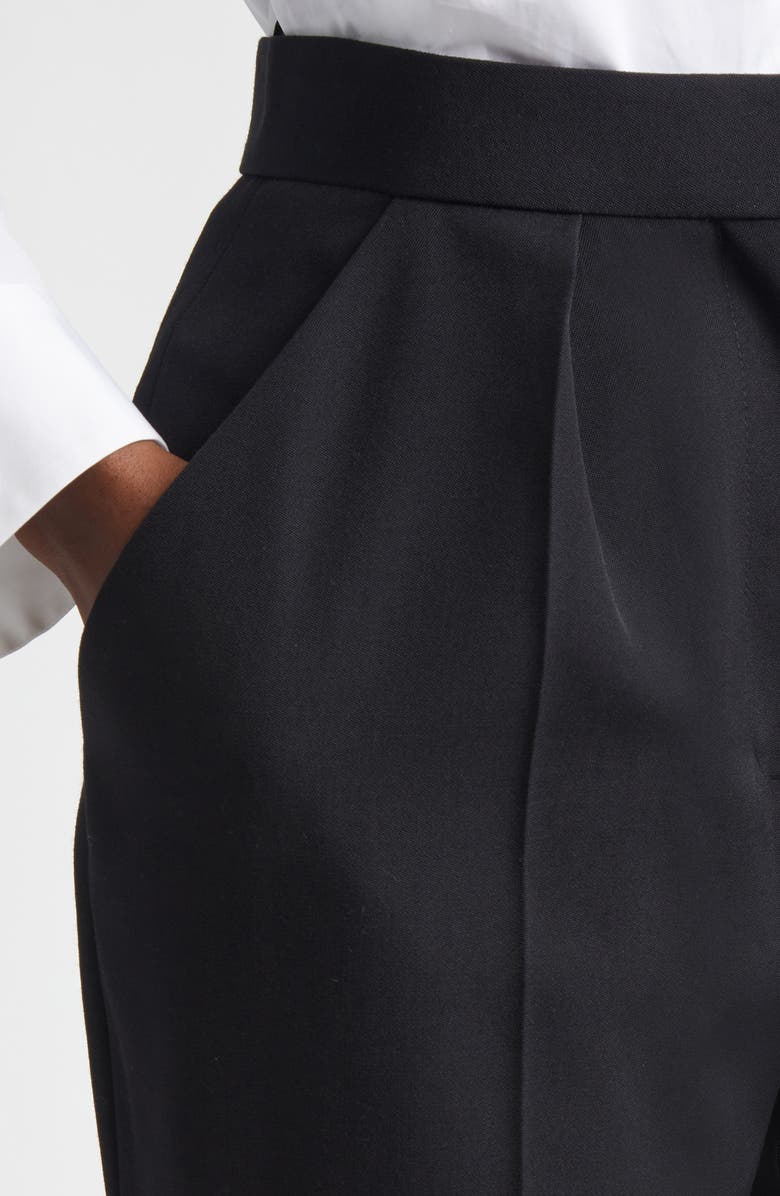 Balmain Tailored High Waist Wool Grain de Poudre Pants, Alternate, color, Black