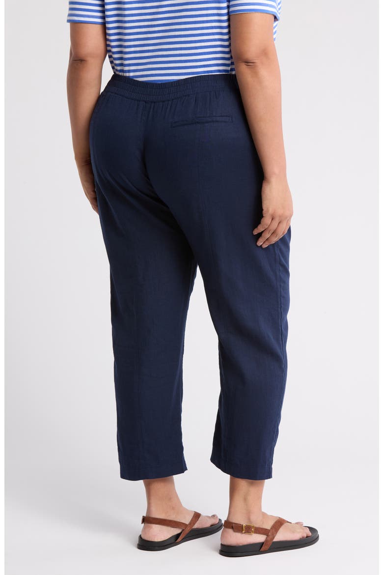 Linen Blend Pull-On Crop Pants, Alternate, color, NAVY STILL