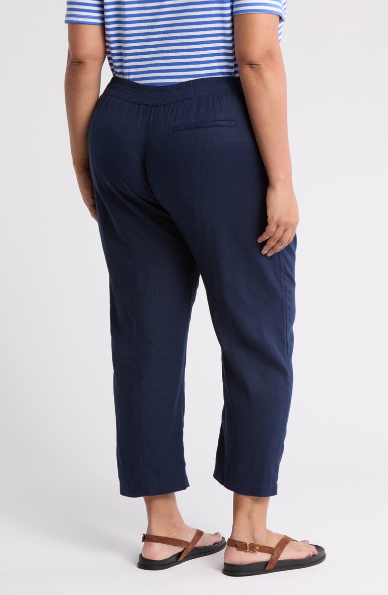 Caslon<sup>®</sup> Linen Blend Pull-On Crop Pants, Alternate, color, Navy Still