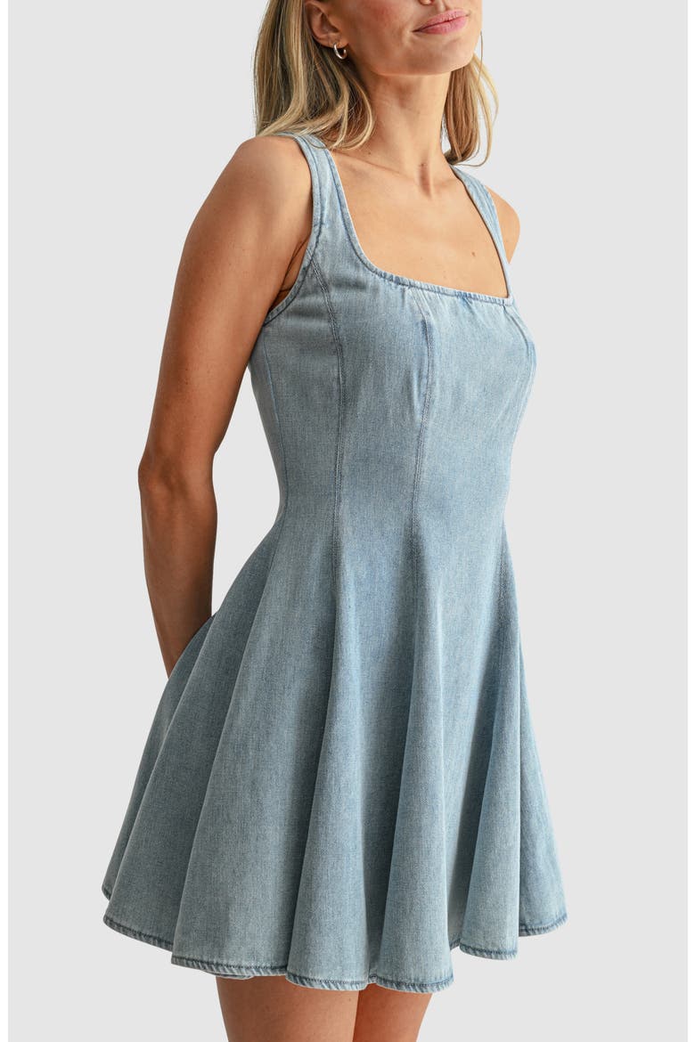 Fit and Flare Denim Minidress, Alternate, color, DENIM