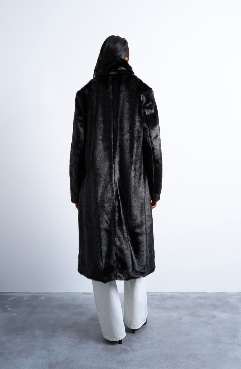 Topshop Going Out Longline Faux Fur Coat, Alternate, color, Brown