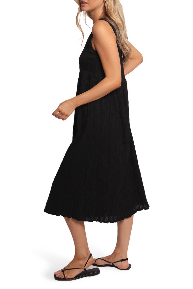 Sam Stretch Cotton Button-Up Midi Dress, Alternate, color, BLACK