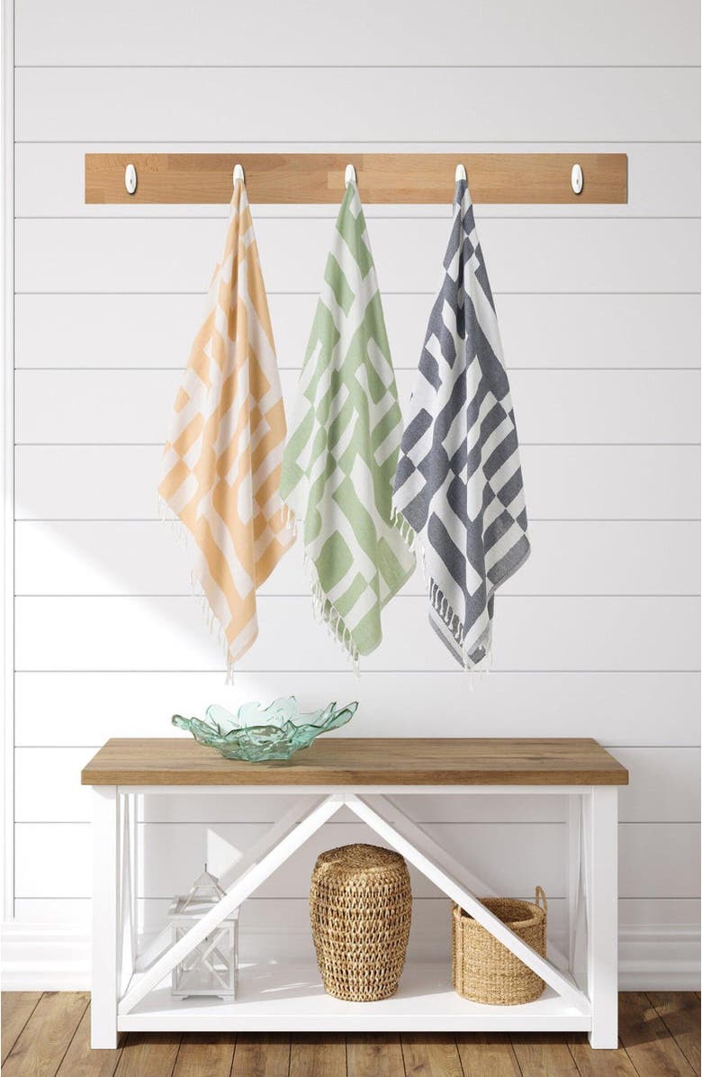 Olive & Linen Geometric Turkish Towel, Alternate, color,