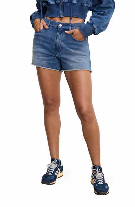 Good American Jeanius Good '90s Raw Hem Terry Shorts
