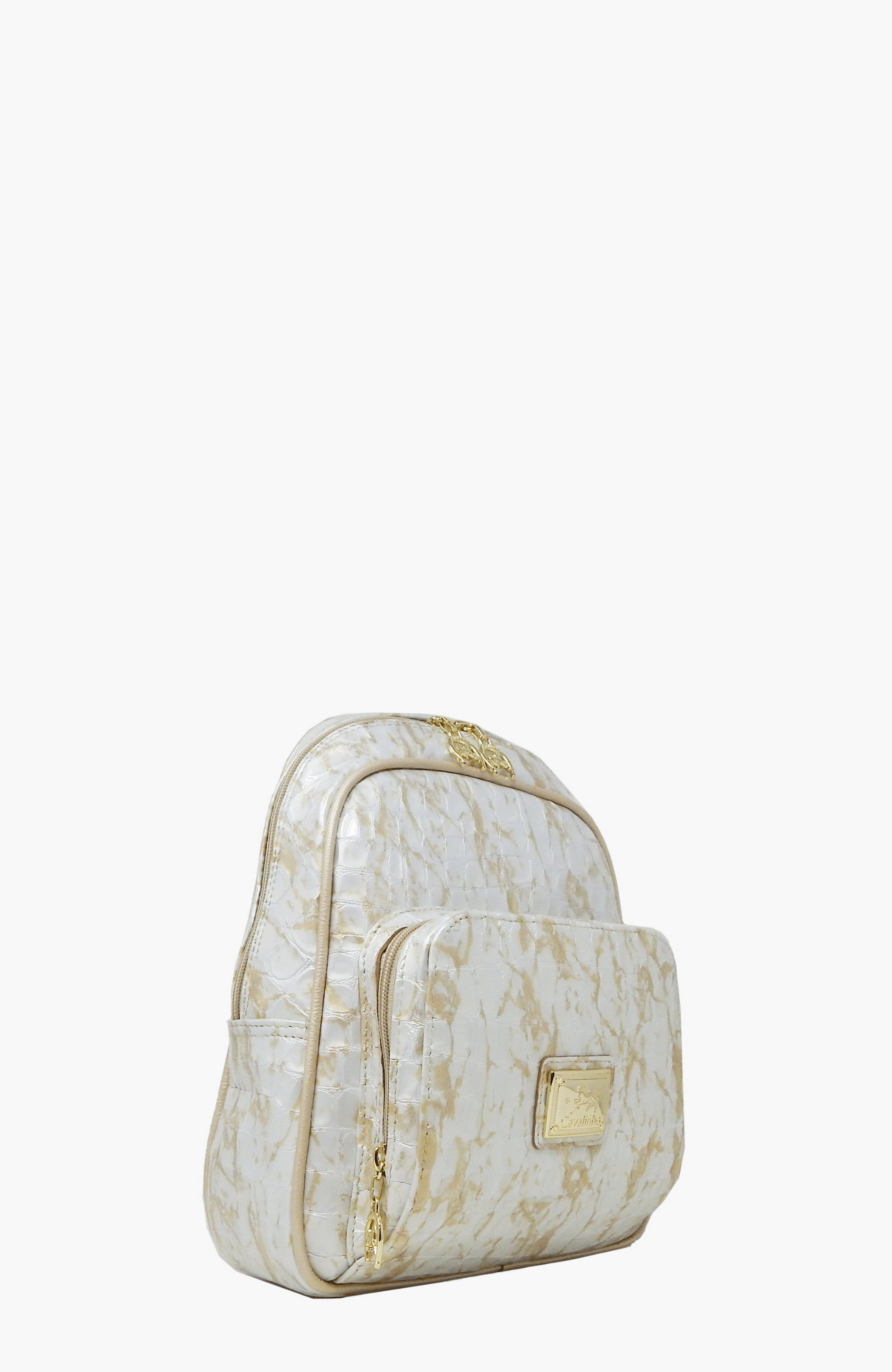 Gallop Patent Leather Backpack 525, Alternate, color, Beige / White
