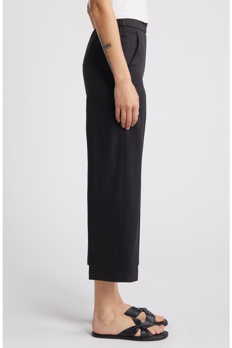 Pull-On Linen Blend Wide Leg Pants, Alternate, color, BLACK