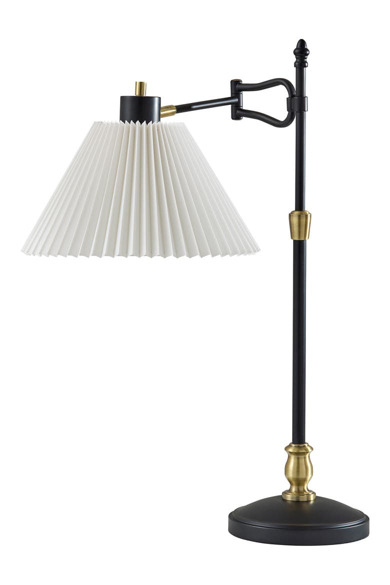 Elijah Swing Arm Table Lamp, Main, color, BLACK/ ANTIQUE BRASS