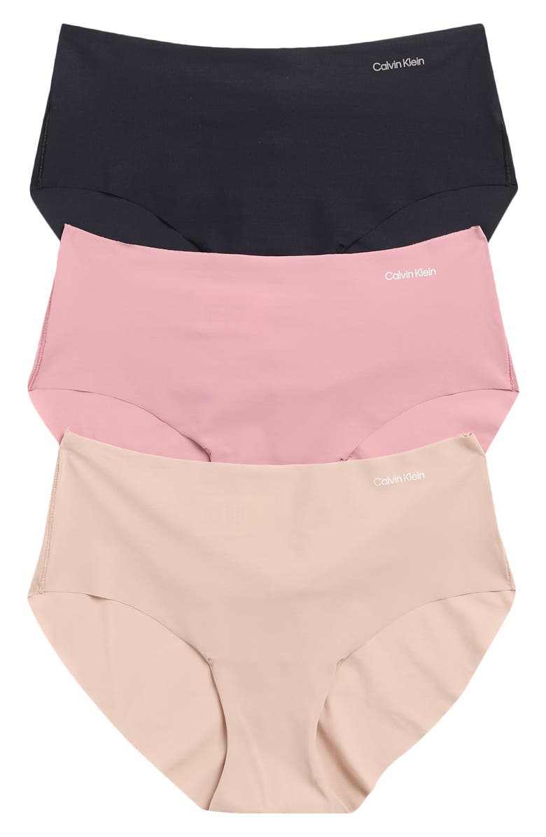 Calvin Klein Invisibles 3-Pack Hipster Briefs, Main, color, Black/ Cedar/ Soft Mauve