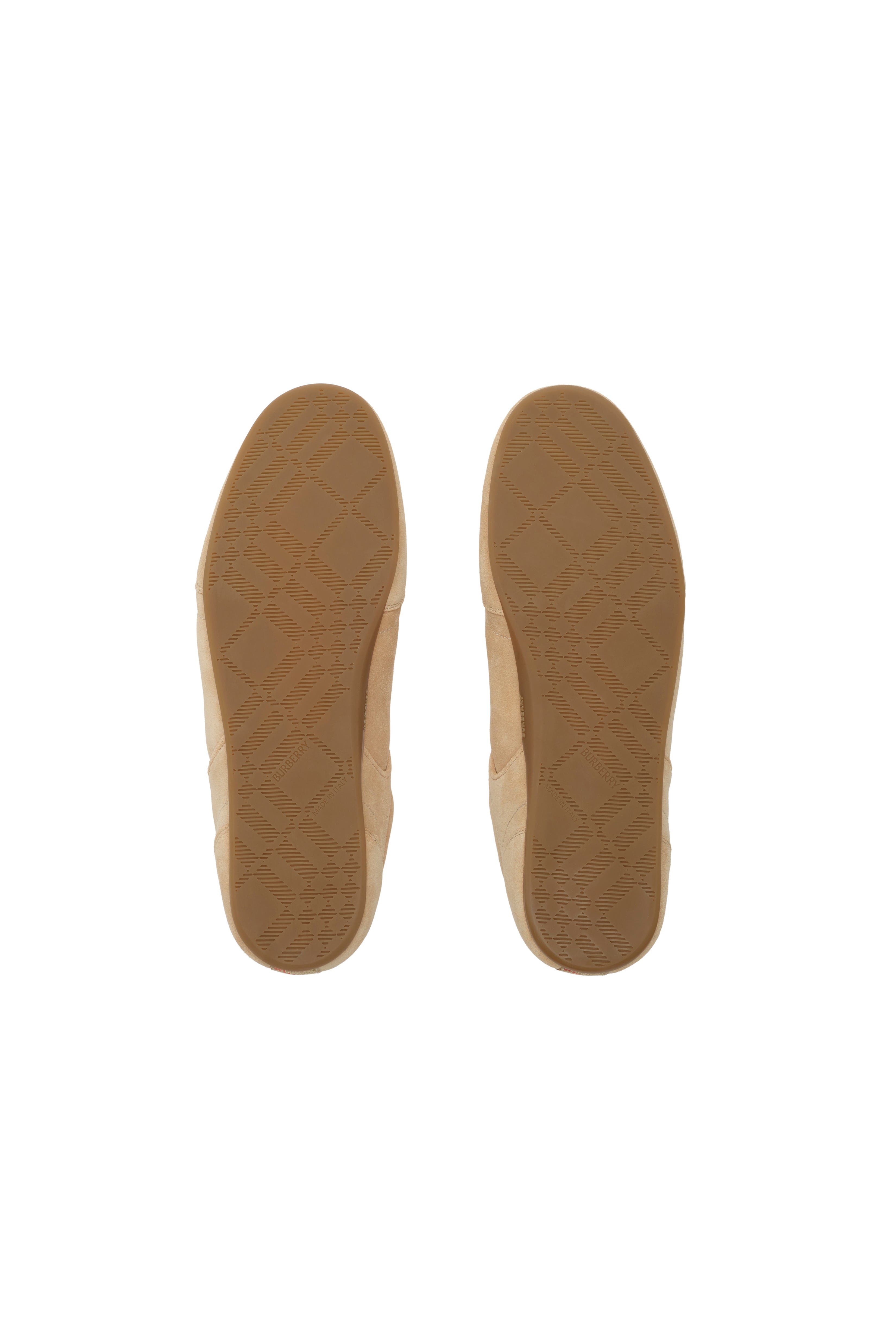 Burberry Suede Knight Runner Sneakers, Alternate, color, Flax/Pumpkin Orange