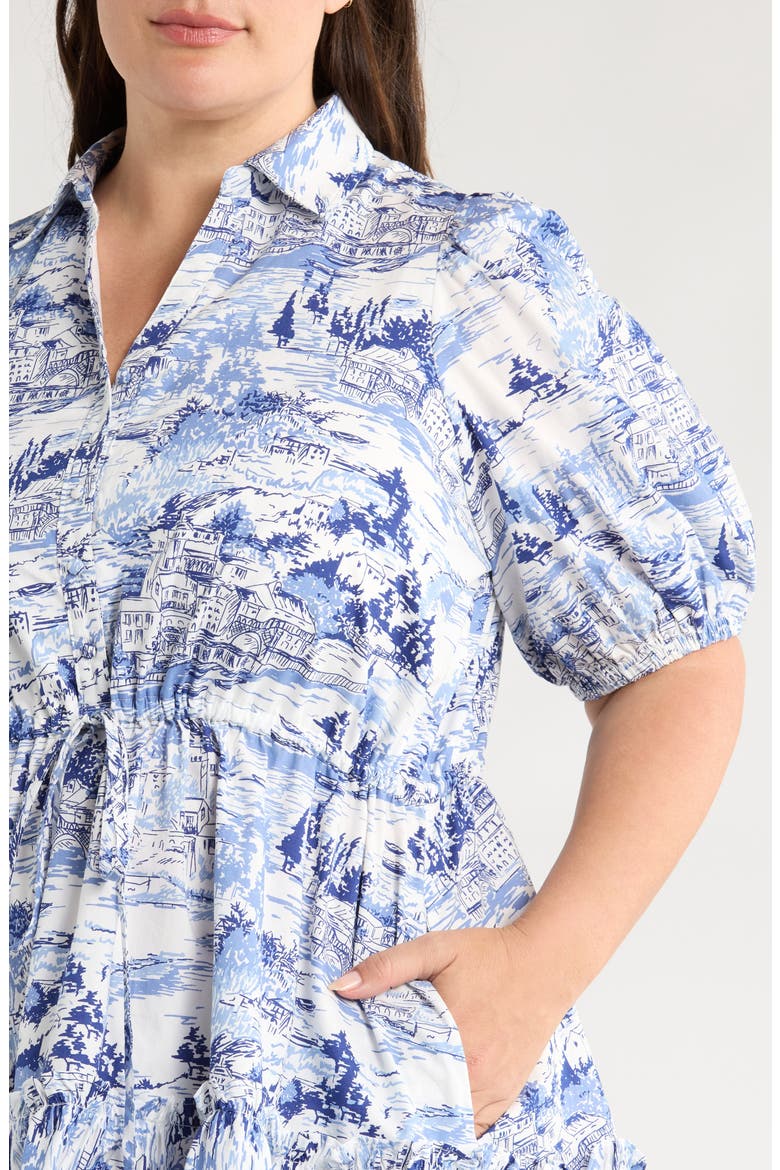 Francine Cotton Toile Minidress, Alternate, color, WHITE/ BLUE