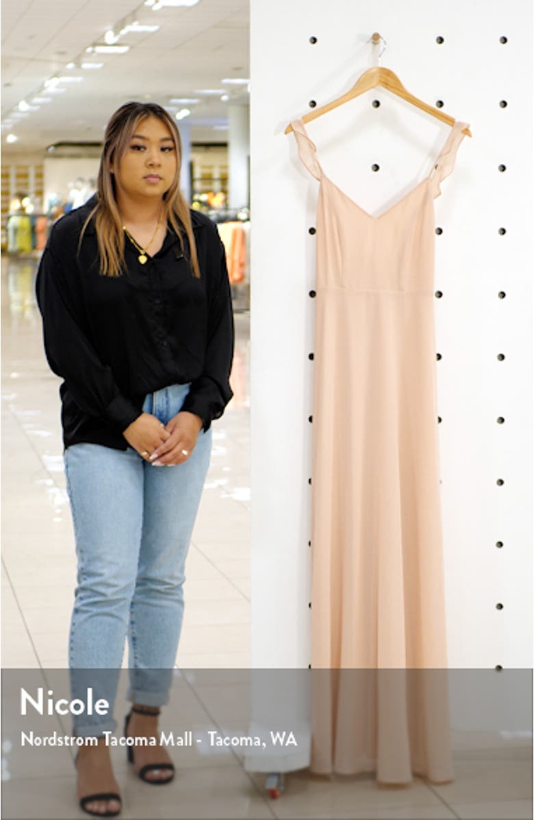 Flutter Strap A-Line Chiffon Gown, sales video thumbnail