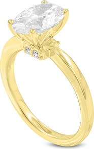 LuvMyJewelry Livia 14K Yellow Gold Oval Lab Grown Diamond Hidden Halo Engagement Ring - 2.25 Ct