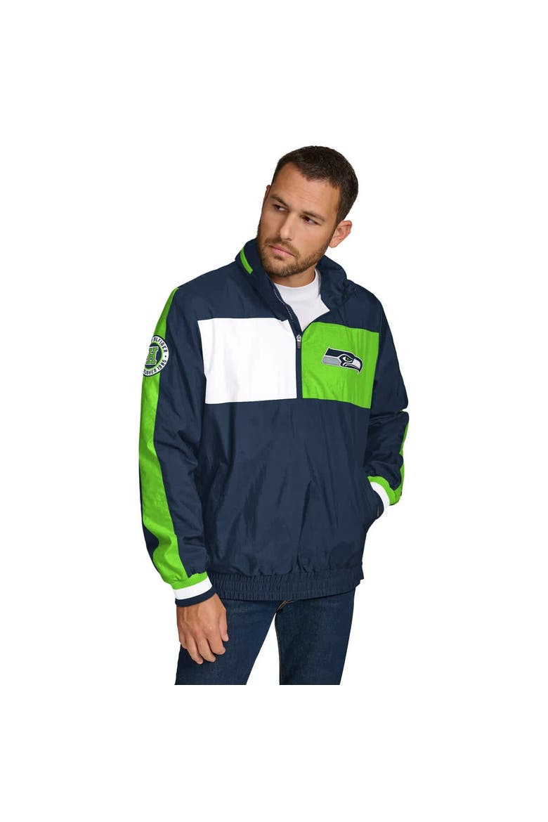 Men's Tommy Hilfiger College Navy Seattle Seahawks Gael Lightweight Half-Zip Pullover Hoodie Jacket, Main, color, College Navy