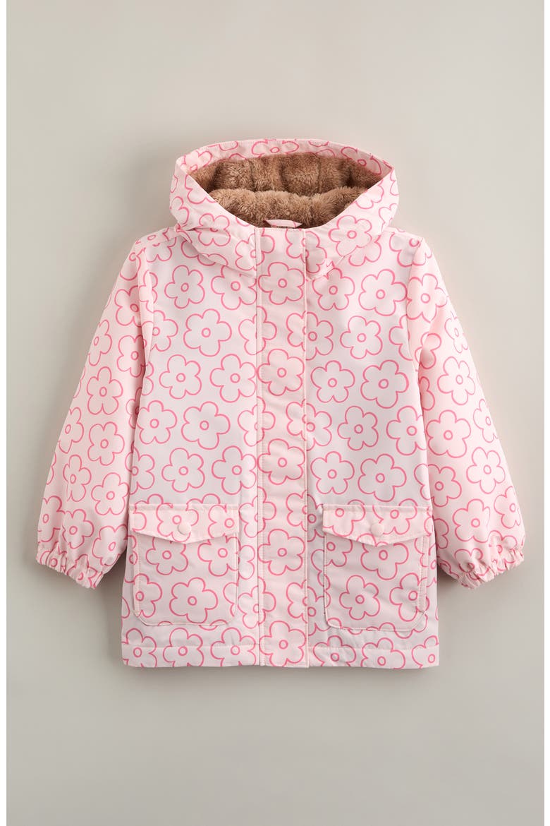 Kids' Fleece Lined Hooded Jacket, Main, color, PINK BALM POPPY DAISY