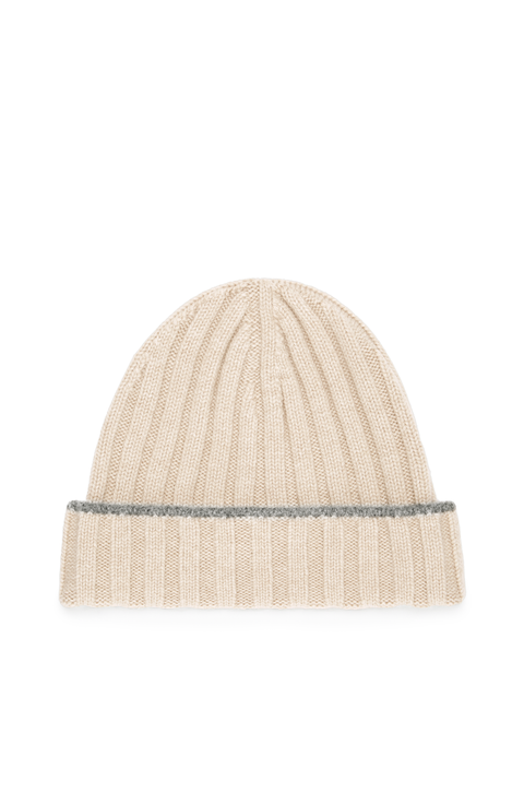 Cashmere rib knit beanie