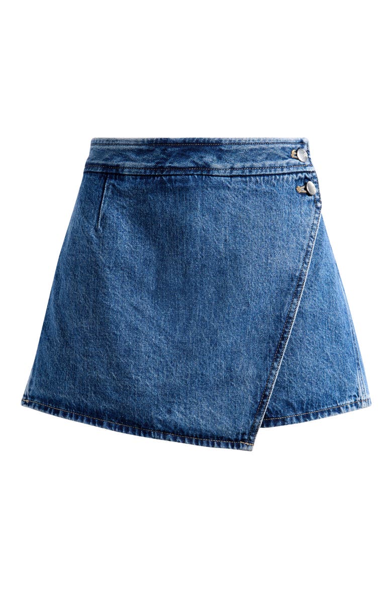 Denim Micro Mini Wrap Skort, Alternate, color, NORTHAM WASH