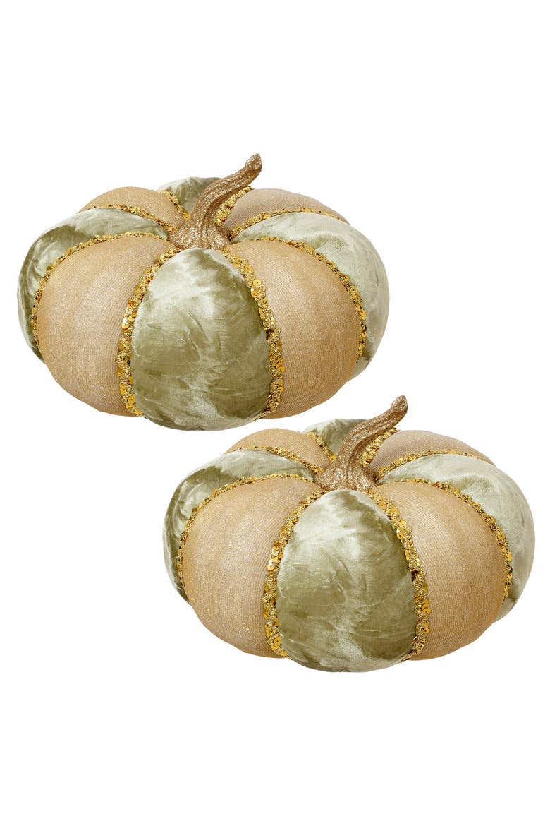 Velvet Pumpkin, Sage/Gold, Set of 2, Main, color, Champagne Gold