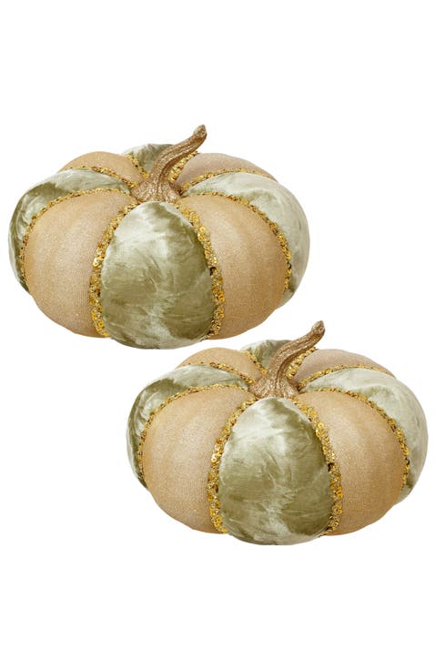 Velvet Pumpkin, Sage/Gold, Set of 2