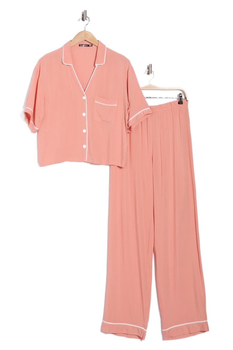Ciana Challis Button-Up Top & Pants Pajamas, Main, color, S833