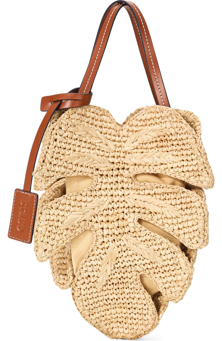 STAUD Palm Raffia Handbag, Main, color, Natural/ Tan
