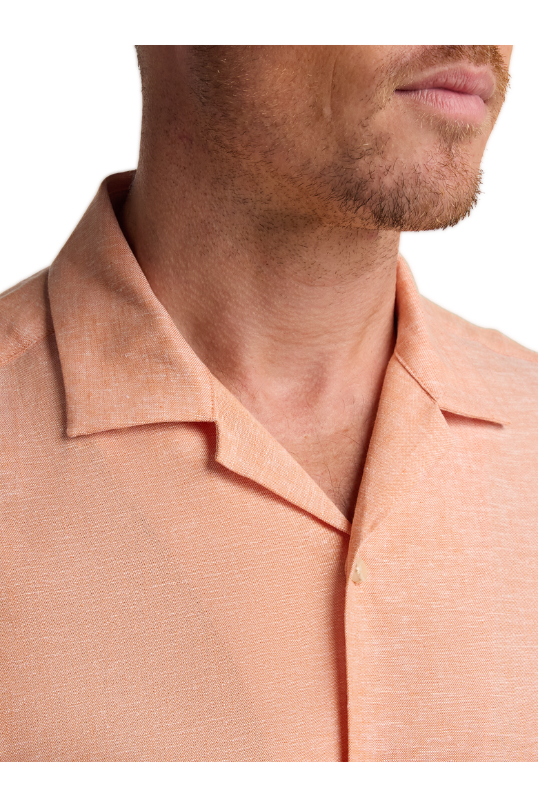 Slim Fit Linen Blend Solid Casual Shirt, Alternate, color, Light Coral