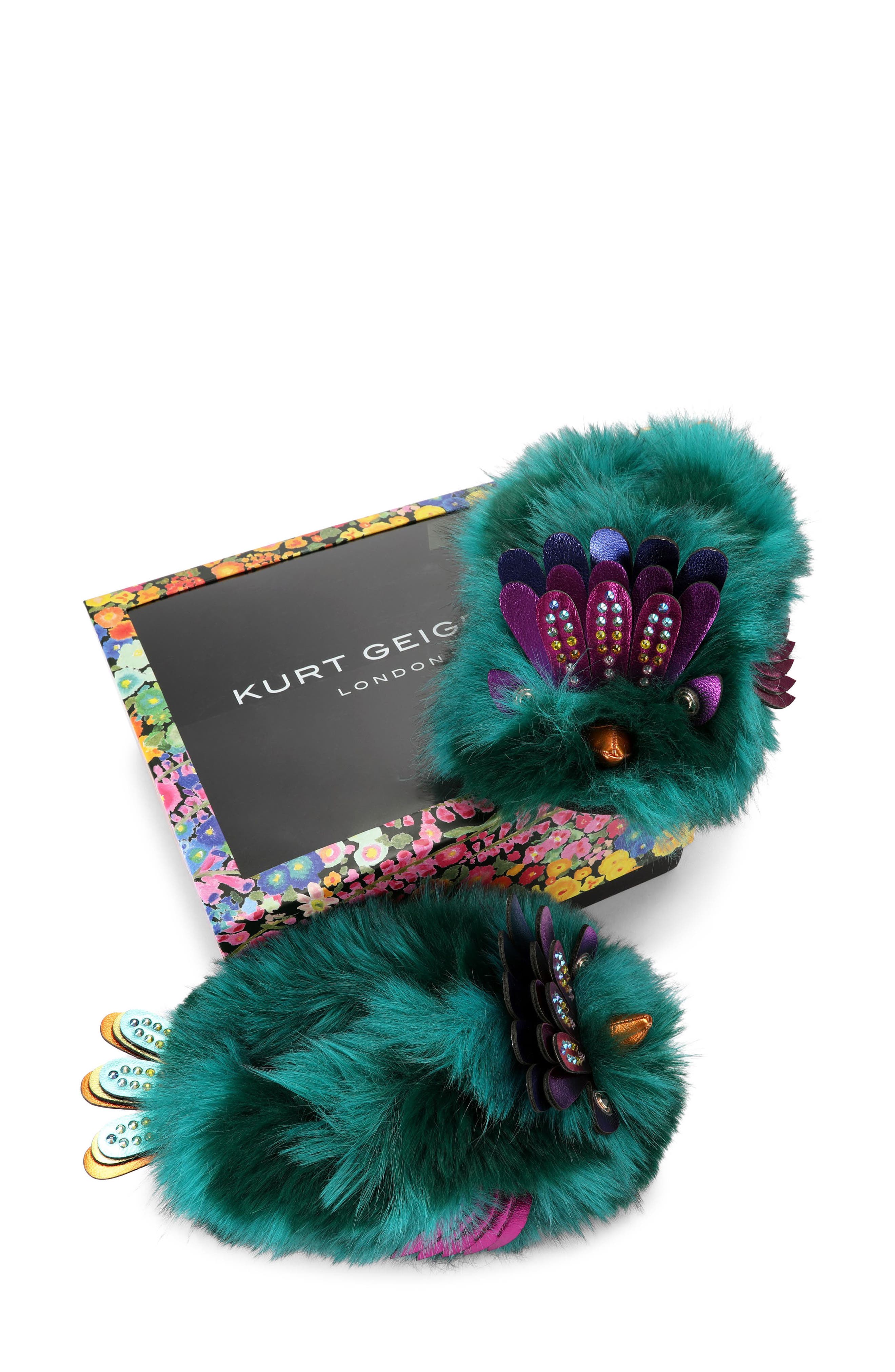 Eagle Fluff Faux Fur Slipper, Alternate, color, GREEN